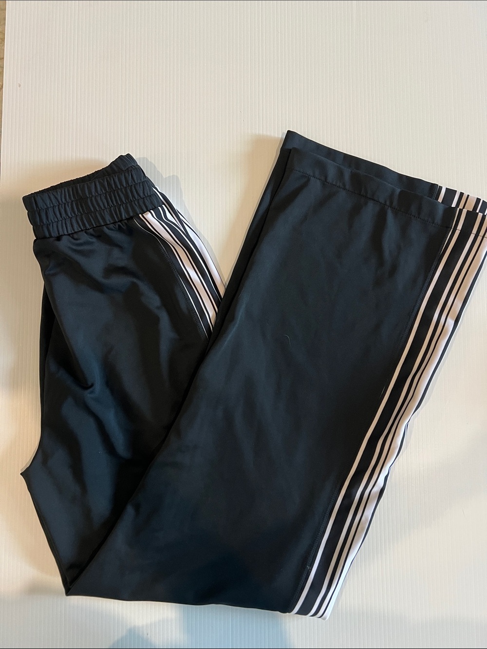 Black Athletic Track Pants with White Side Stripes